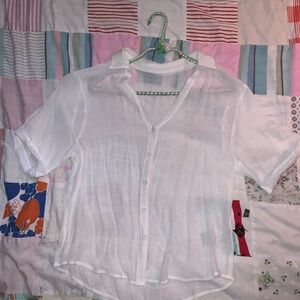 handmade sheer flowy button up top‎